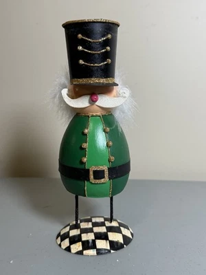 New Mackenzie Childs 9" Emerald Luxe Tin Nutcracker Figure Christmas #35516-1183 - Image 1 of 4