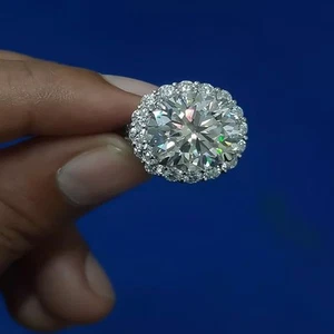 Certified 5.80 Ct Treated Off White Diamond Solitaire Ring In 925 Silver - Picture 1 of 4