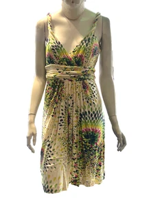 COLLETTE DINNIGAN Dress Silk Jersey Cream Floral Print Gathered Small - Picture 1 of 19