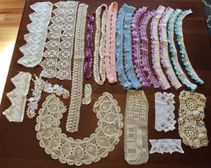 Lot of Vtg Lace & Crochet Trim Handmade Colors & Neutrals Craft Repurpose - Picture 1 of 7