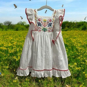 Vestido Cynthia Rowley Niñas Pequeñas Niño Bordado Blanco Talla 4T Nuevo Sin Etiquetas - Imagen 1 de 4