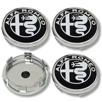 Alloy Wheel Centre Cap Hub x4 For Alfa Romeo 60mm Black Silver Many Models 156 - Image 1 of 4