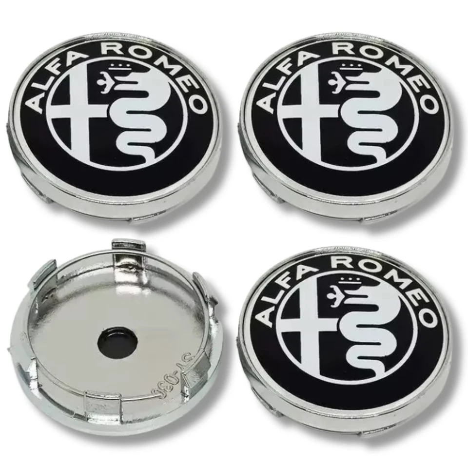 Alloy Wheel Centre Cap Hub x4 For Alfa Romeo 60mm Black Silver Many Models 156 - Image 1 of 4