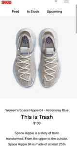 Nike Women's Space Hippie 04 - Astronomy Blue Recycled Sneaker  US M6.5/ W8 - Picture 1 of 5