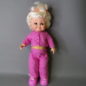 Vintage Allied Eastern AE Foam Posable Side Glance Sleepy Eyes 18" Pink PJ Shoes - Picture 1 of 9