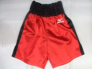 MIZUNO Boxing Pants Trunks Satin Red Black embroidery Fully elastic waist Japan - Picture 1 of 1