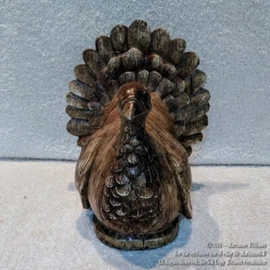 NEW THANKSGIVING TURKEY FIGURE FALL AUTUMN TABLE MANTEL DECORATION WOOD LOOK - Picture 1 of 2