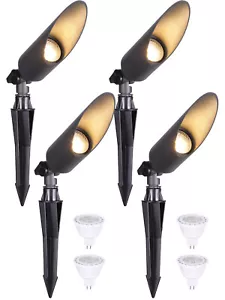 4 Pack Aluminum Landscape Spotlight with MR16 Bulb, Max 50W GU5.3 Base, Black - Picture 1 of 9