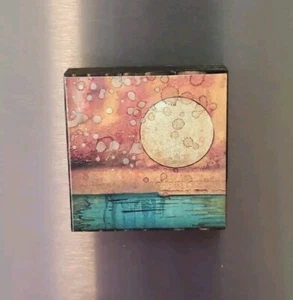 Imán de bloque de madera hecho a mano / cuidador de estante / decoración de bandeja en niveles - Savana Sunset - Imagen 1 de 3