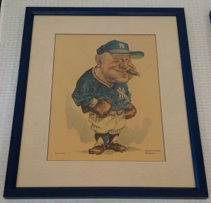 Vintage 1973 Stark Yankees RALPH HOUK Newspaper Comic Caricature Poster Framed - Picture 1 of 2