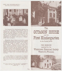 1960s 1st Kindergarten US Octagon House Watertown Wisconsin Historical Brochure - Picture 1 of 3