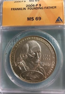 2006 P $1 Commemorative (Franklin Founding Father),  ANACS MS69 - Picture 1 of 2