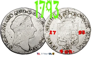 Polen 4 Grossus Groschen Groszy 1793 Stanislaw August Poniatowski SILBER #19642 - Bild 1 von 3