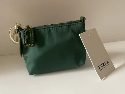 Funda Furla Calipso Mini Cremallera en Verde Real, Nylon Llavero Charm, Nueva con Etiquetas Foto 1 de 4