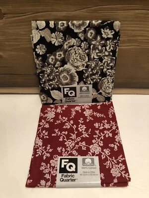 FQ Red & Black Cotton Fabric 18x21"  Quilting Crafts Fat Quarter - Image 1 of 4