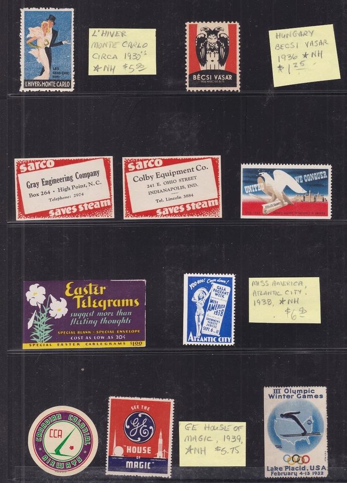 USA^^^1930's    x10  mostly  MNH    private  LABELS /CIND     @  xdco5047us48 - Image 1 of 1