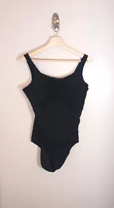 Lands End Black Women's One-Piece Lined Draped Underwire Swimsuit Size 16 - Picture 1 of 5