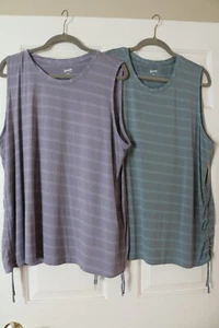 Duluth Trading Womens 2X Purple Green Striped Stretch Armachillo Cinch Tech Tank - Picture 1 of 6