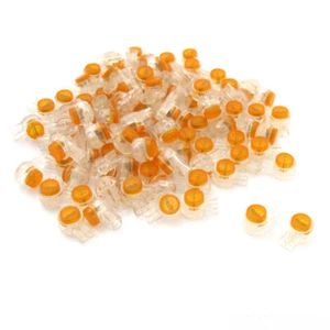 100Pcs UY Airtight Splice Connectors for Wire Cable Orange Clear Button - Picture 1 of 1