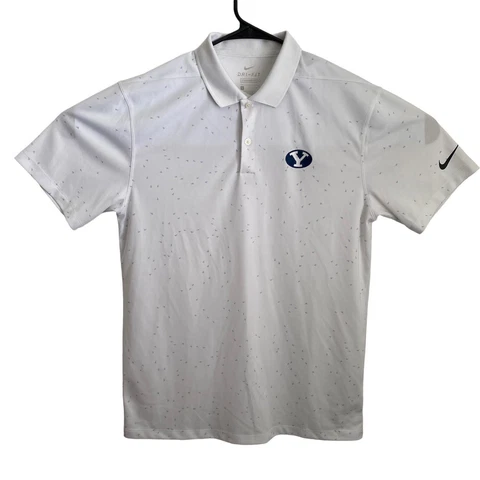 Nike BYU Cougars Golf Polo Shirt Men’s Size S White Embroidered Cover