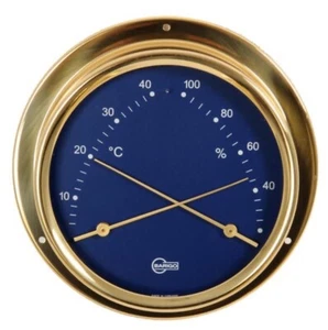 Barigo Thermometer Hygrometer Comfort Meter Brass Scale Blue Regatta 984msbl - Picture 1 of 3