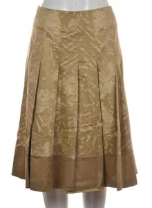 Yansi Fugel Womens Skirt Size 8 Beige Printed Pleated Below Knee Cotton - Picture 1 of 4