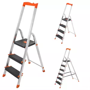 SONGMICS Trittleiter, Leiter, 3/4/6 Stufen, Alu, mit Werkzeugschale, bis 150 kg - Bild 1 von 25