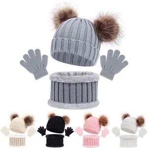 Hat, Scarf, & Gloves Set, Kids Winter Wear Warm - 3-5 Years, Soft Knitted Fleece - Picture 1 of 6