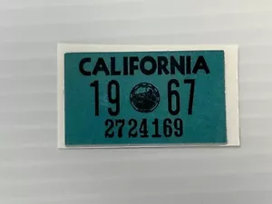 1967 California License Plate Registration Sticker, YOM, CA DMV show car - Picture 1 of 1