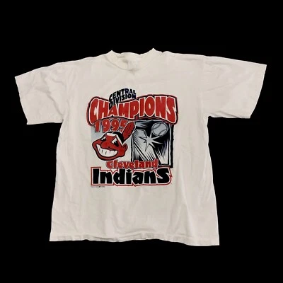 Camiseta De Colección Años 90 Cleveland Indians MLB Gráfico Para Hombre Grande 1995 Campeón de División Foto 1 de 4