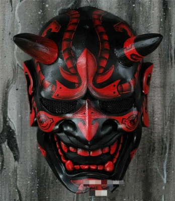 Halloween Japanese Hannya Mask Devil Demon Oni Samurai Prajna Prop Latex Cosplay - Image 1 of 4