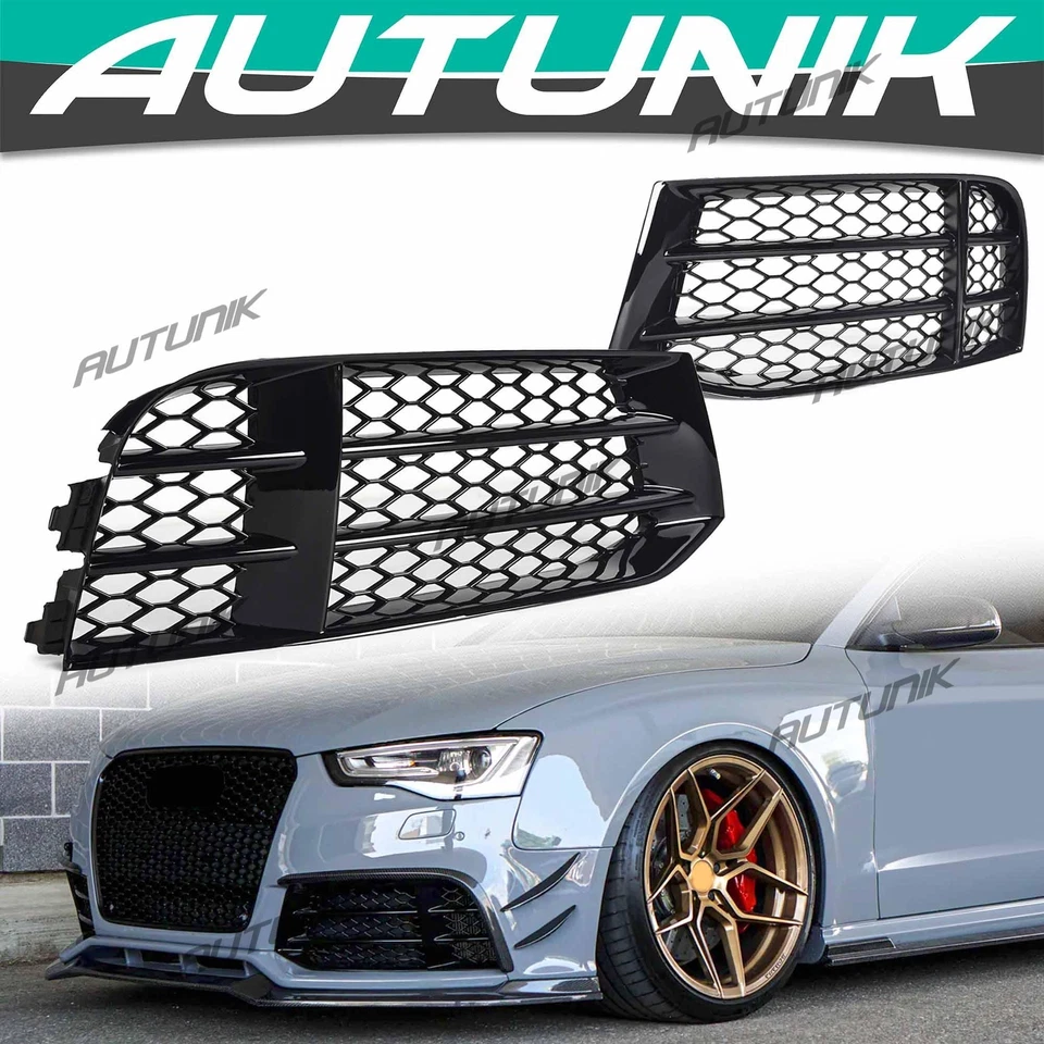 Front Bumper Lower Fog Light Cover Grill Grille For Audi RS5 2010-2014 2015 2016 Foto 1 de 4