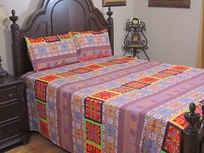 Bohemian Brown Casement Cotton Bedspread Pillow Sham Ethnic Luxury King Bedding - Image 1 of 4