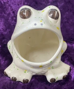 Vintage Ceramic Frog Sponge Holder Speckles Scrubby Sink Kitchen Decor 70s - Picture 1 of 9