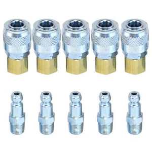 Tru-Flate Automotive Quick Coupler Air Hose Connector Fittings 1/4 NPT T Style - Picture 1 of 5