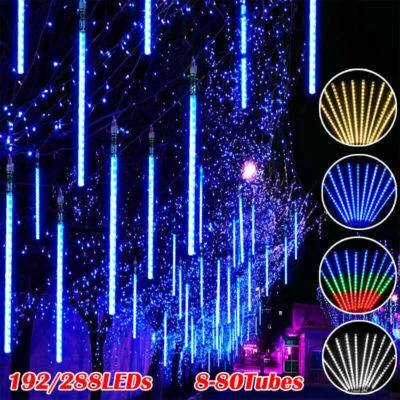 LED Meteor Shower Rain Lights 30/50CM Fairy String Light Xmas Tree Decor Outdoor - Image 1 of 4