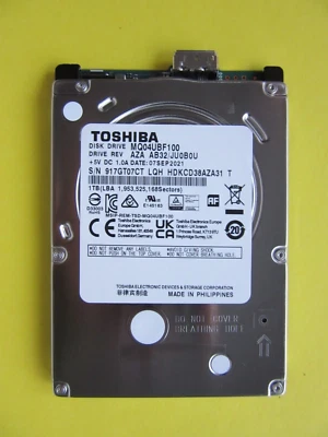 Toshiba 1TB 2.5" USB HDD MQ04UBF100 AZA AB32/ JU0B0U Sep 2021 LQH HDKCD38AZA31 T - Image 1 of 4