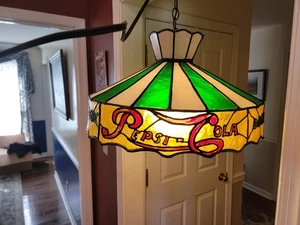 Vintage Pepsi Faux Stained Glass Resin / Plastic Hanging Light Lamp - VGC - Picture 1 of 14