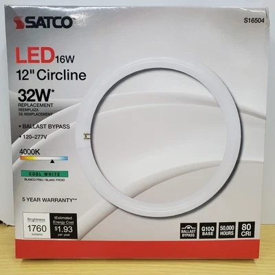 Satco 12" LED CFL Replacement Circline T9 Bulb 16W 4-Pin G10Q 4000K 1760 Lumen - Image 1 of 4