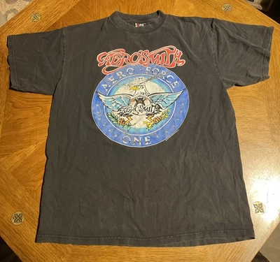 VTG AEROSMITH BAND T SHIRT 1993 Aero Force One Concert Tour Black XL - Image 1 of 4