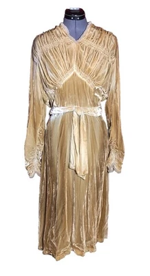 Vestido De Colección Años 30 Amarillo Terciopelo Antiguo Hollywood Sin Acabar por favor leer descripción 40-26-40 Foto 1 de 4