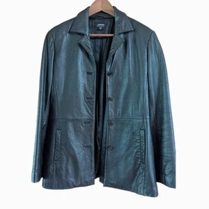 Leather Blazer Jacket Women Soft Lambskin Vintage Black AU-UK 14/US10 Vintage - Foto 1 di 8