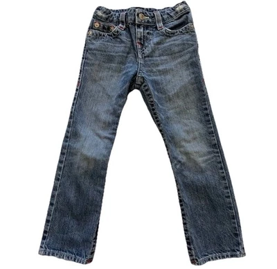 Pantalones de mezclilla True Religion juveniles talla 5 desgastados pierna recta costura grande en T Foto 1 de 4