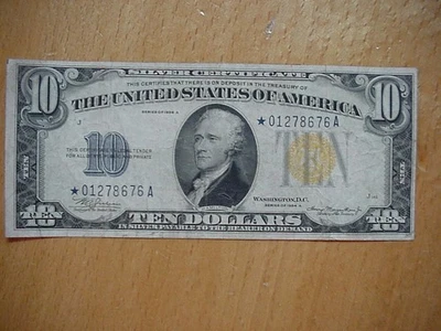 1934 A $10 WORLD WAR II 2 SILVER CERTIFICATE NORTH AFRICA STAR NOTE FINE+ NICE - Image 1 of 4