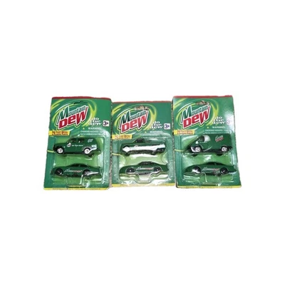 Lot Of 3- VTG Mountain Dew Pepsi Co 2 Pack Race Car Pickup Truck Van Diecast  - Image 1 of 4