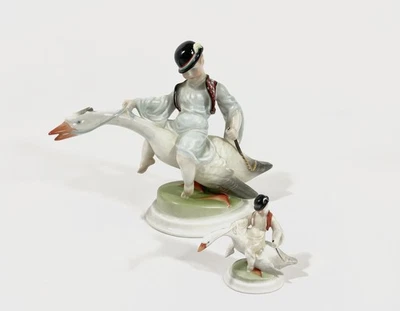 2x Herend 5515 Boy Riding Goose Tall and 5415 Short Figure - Image 1 of 4