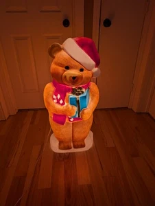 Molde soplado navideño iluminado Imperio vintage oso de peluche regalo bastón de caramelo LEER - Imagen 1 de 13