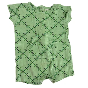 Kate Quinn Green Lattice Shortie Sport Jumpsuit Romper Size 6-12 Months Organic  - Picture 1 of 2