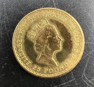 Moneda de oro de 1/4 oz - Britannia 1987 - Elizabeth 11 DEI - moneda 25 libras #1082 - Imagen 1 de 2