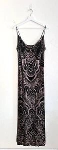 WINDSOR Evening Dress Black with Pink Fine Glitter Sparkle Pencil Maxi Sz 13/14 - Picture 1 of 10